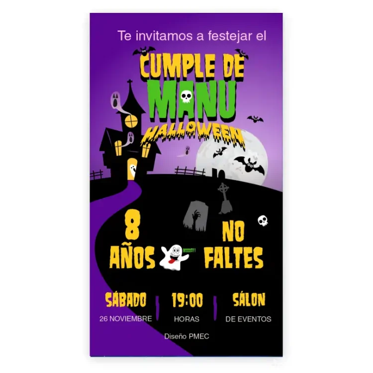 Invitación Digital Personalizada para WhatsApp - Diseño Casa Embrujada Halloween