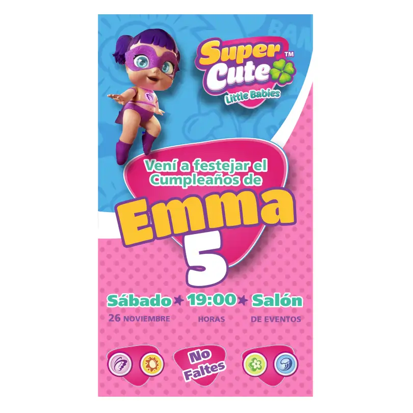 Invitación Digital Personalizada para WhatsApp - Diseño Super Cute - Little Babies 1 Invitación Digital Personalizada para WhatsApp - Diseño Super Cute - Little Babies