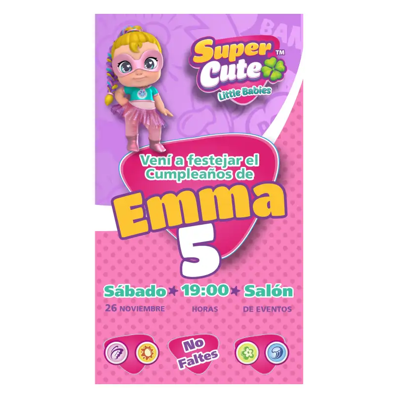 Invitación Digital Personalizada para WhatsApp - Diseño Regi Super Cute - Little Babies 1 Invitación Digital Personalizada para WhatsApp - Diseño Regi Super Cute - Little Babies