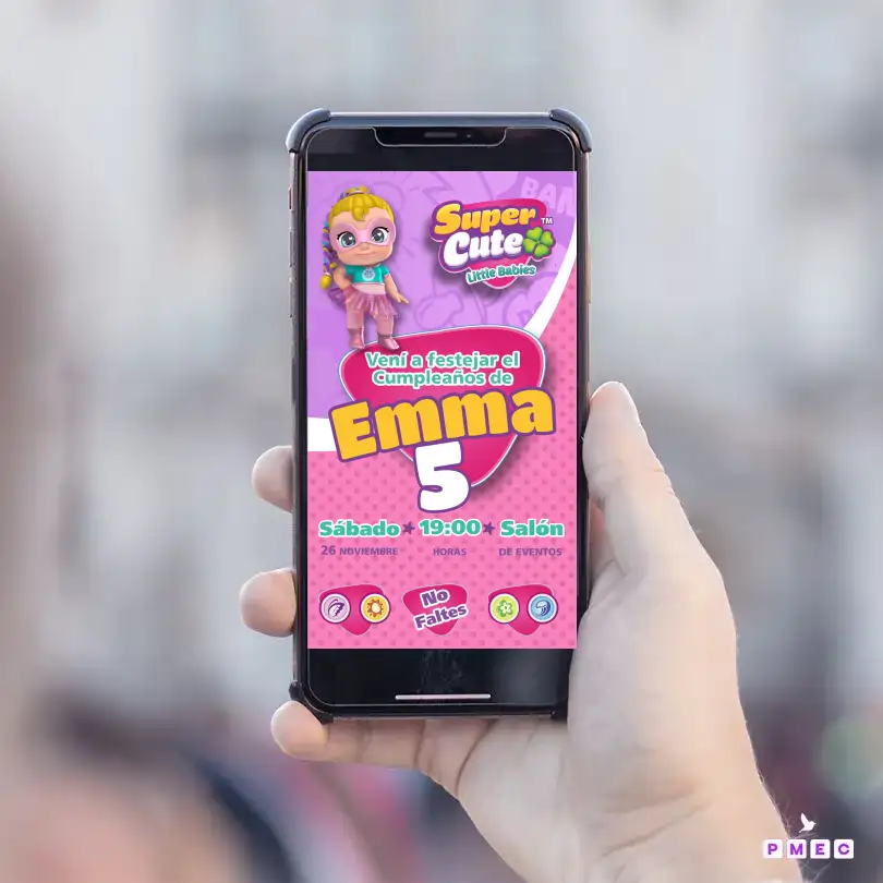 Invitación Digital Personalizada para WhatsApp - Diseño Regi Super Cute - Little Babies 2 Invitación Digital Personalizada para WhatsApp - Diseño Regi Super Cute - Little Babies - Imagen 2