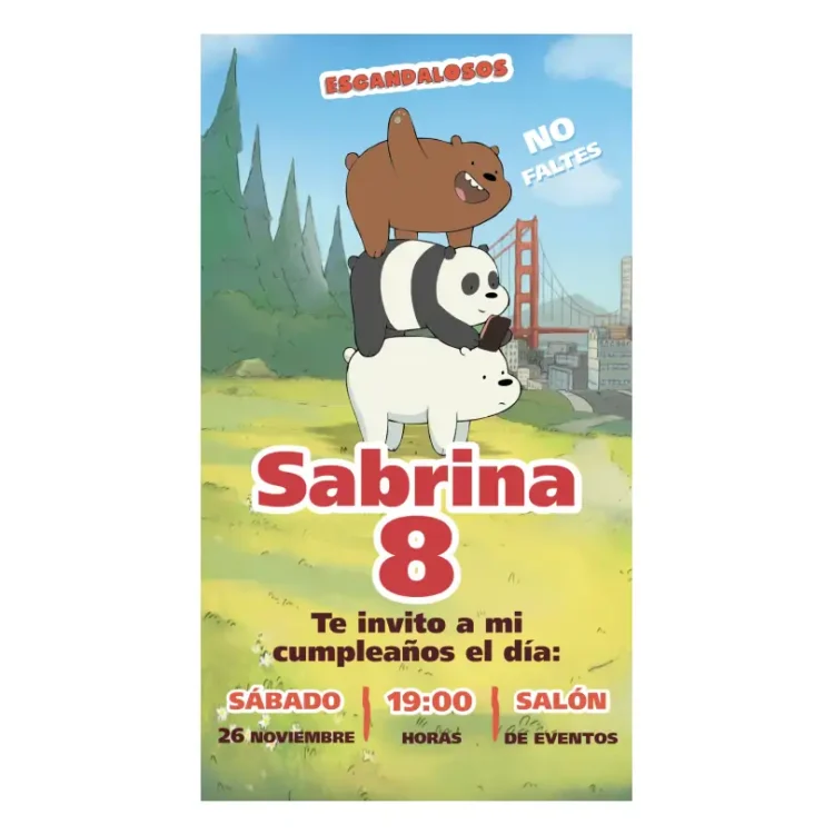 Invitación Digital para WhatsApp - Diseño Osos Escandalosos