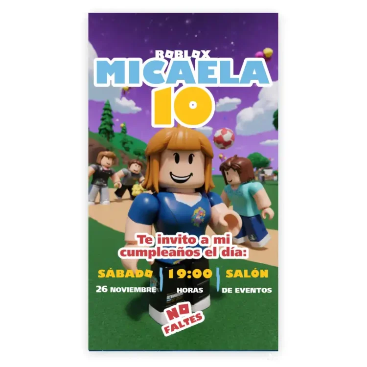 Invitación Digital Personalizada para WhatsApp – Diseño Roblox 4